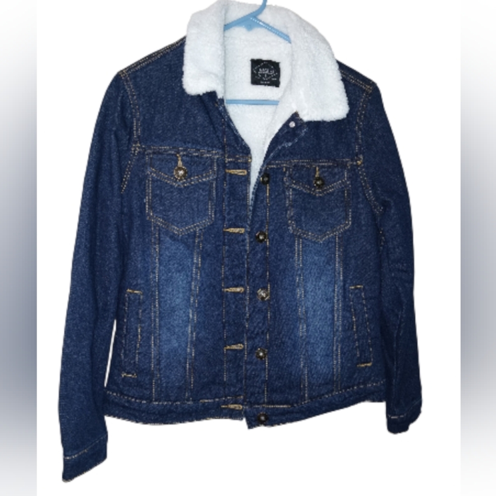 Track 23 Unisex Blue Denim Jacket with White Sherpa Lining